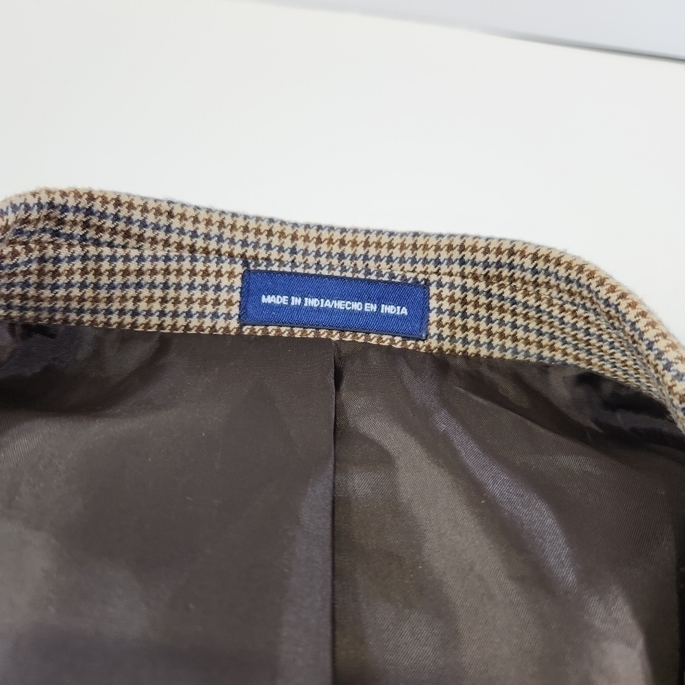 Stafford Essintials Mens Two Button Blazer Brown Sport Coat Suit Jacket Size 44L - Picture 6 of 12